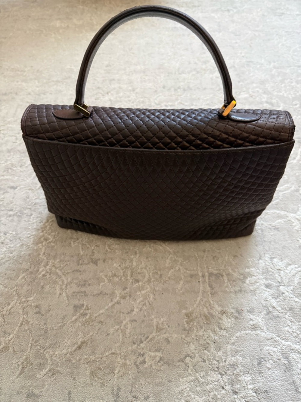 Bally Quilted Leather Satchel 

Dark Brown with Gold Hardware - Picture 6 of 14